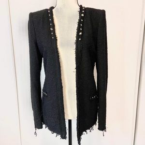 ZARA Black Blazer Boucle Tweed Fantasy Jacket/Coat With Studded - Small